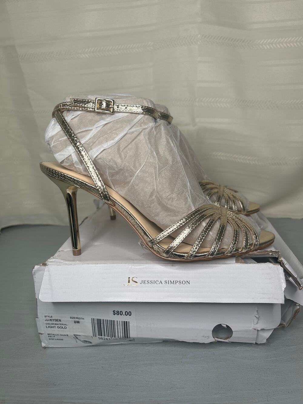JS Jessica Simpson Nysen Heeled Sandals Light Gold Womens Size 8M